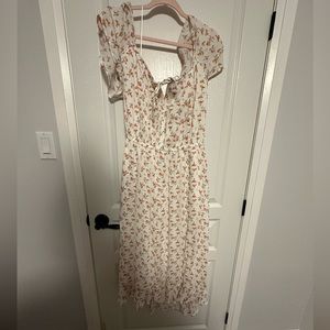 Abercrombie XL Tall Peach Print Midi Dress - NWT
